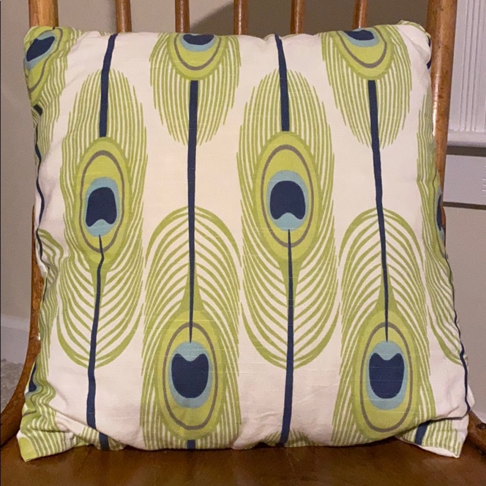 Mod Peacock Feather Reversible Throw Pillow